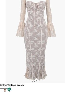 Vintage HOUSE OF CB Delilah Floral Long Sleeve Lace Maxi Dress